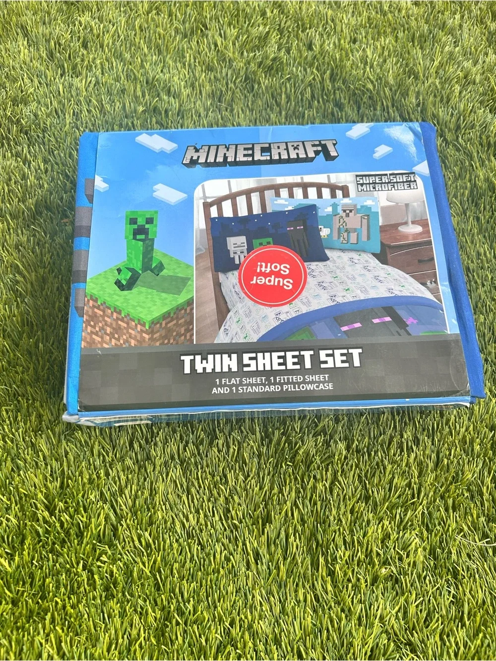 Minecraft Twin Sheet Set in Blue - Super Soft Microfiber